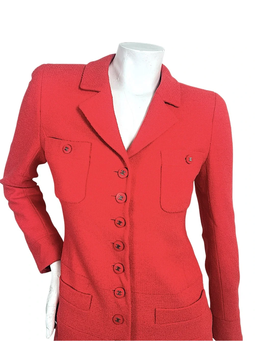 Chanel Vintage 95A Coral Bouclé CC Button Jacket